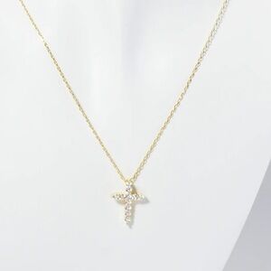 New 18k Gold Dipped Gold Cross Pendant Necklace